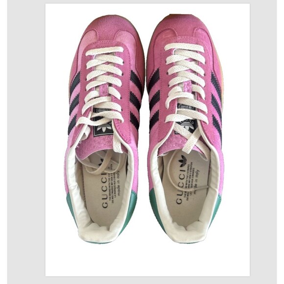 GUCCI x adidas GAZELLE Sneakers Men's Pink Velvet Italy Size US 9 /EU 42 2/3 NEW - Picture 8 of 10